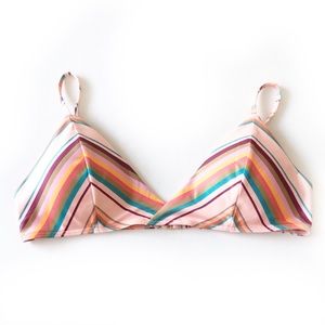 LULUS Daytona Peach Striped Bikini Top Pink Size M